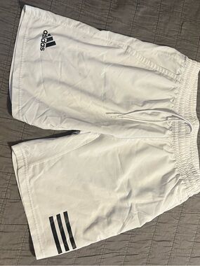 adidas Men's White Athletic Shorts with Black Logo